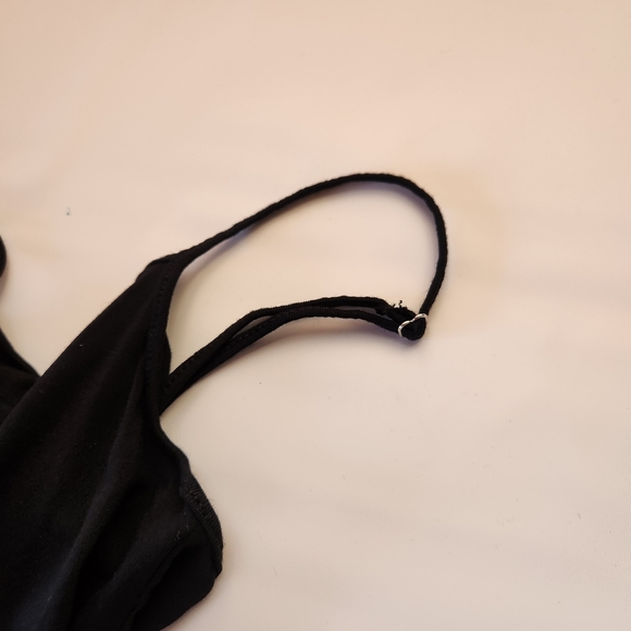 Stripe & Stare Spaghetti Stap Black Bodysuit Super Soft Size XS - Picture 8 of 12
